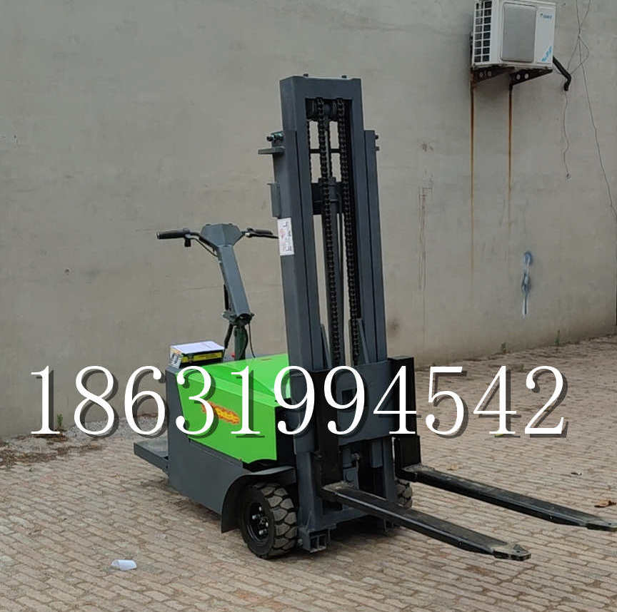 城中区优程全电动叉车插腿式堆高车液压装卸车1.5吨升高小型站驾式铲车